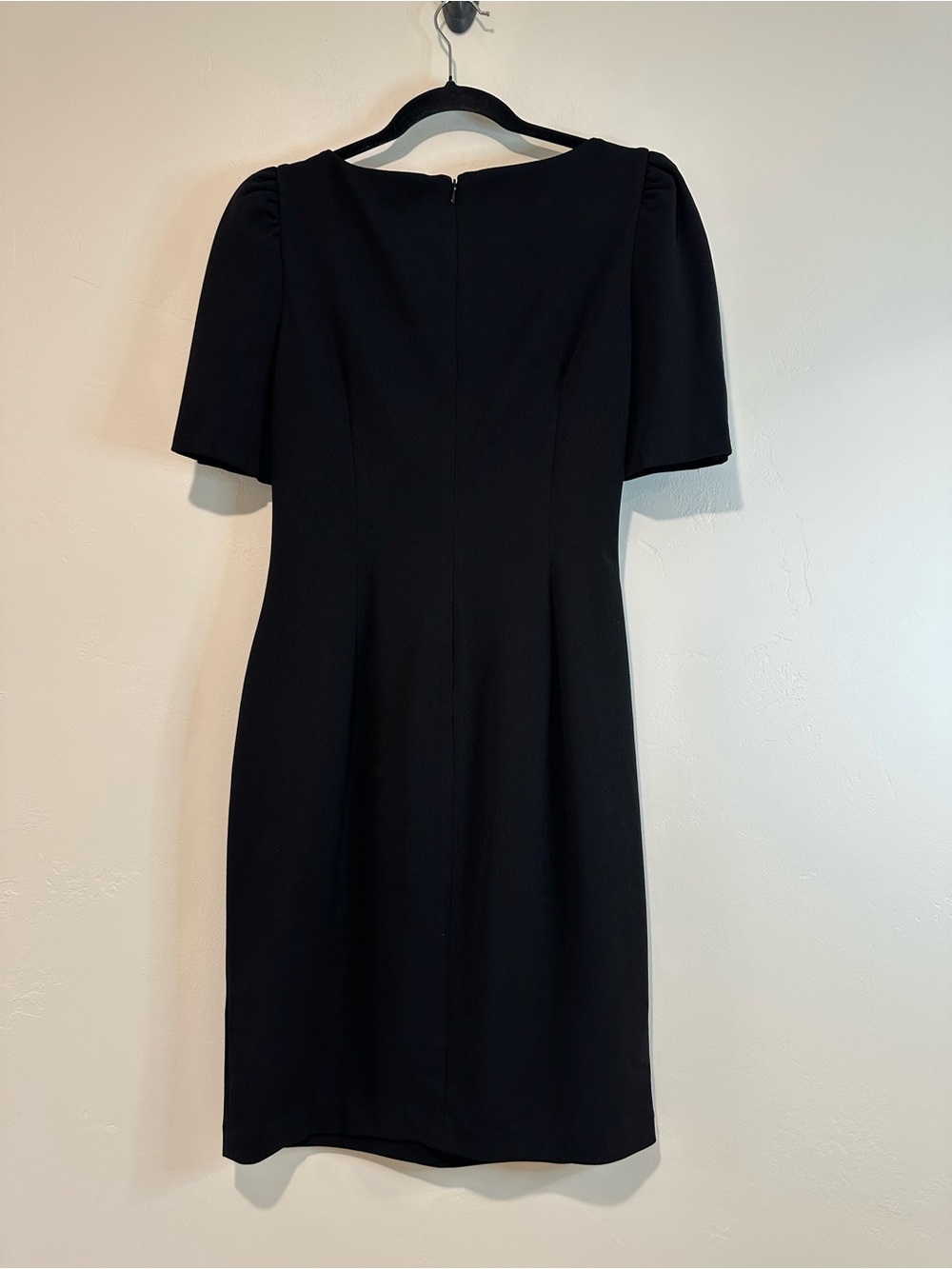 DKNY Black Ruched Sheath Dress NWT Size 6 Puff Sleeve Career Cocktail - Picture 6 of 11
